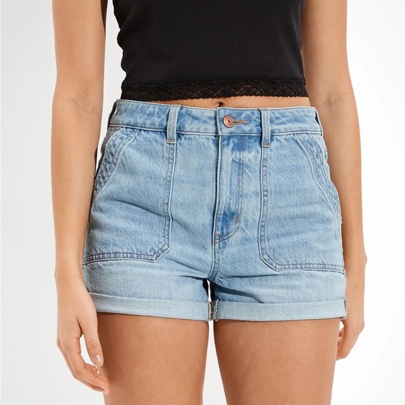 American Eagle Outfitters Light Blue Mom Jean Shorts High-Waisted Women’s 10 - Picture 1 of 7